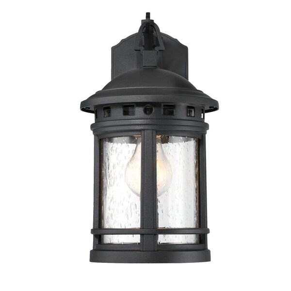 Westinghouse Fixture Wall Outdoor 60W Sargut, Textured Black Clear Seeded Glass 6114100 - main